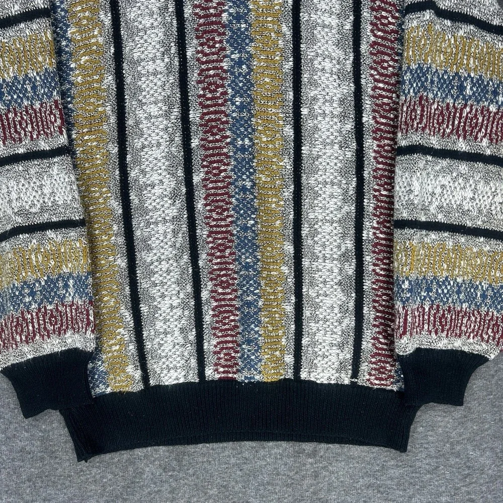 Vintage 80s Santana Sweater Mens Medium‎ Multicolor Textured Abstract Geometric